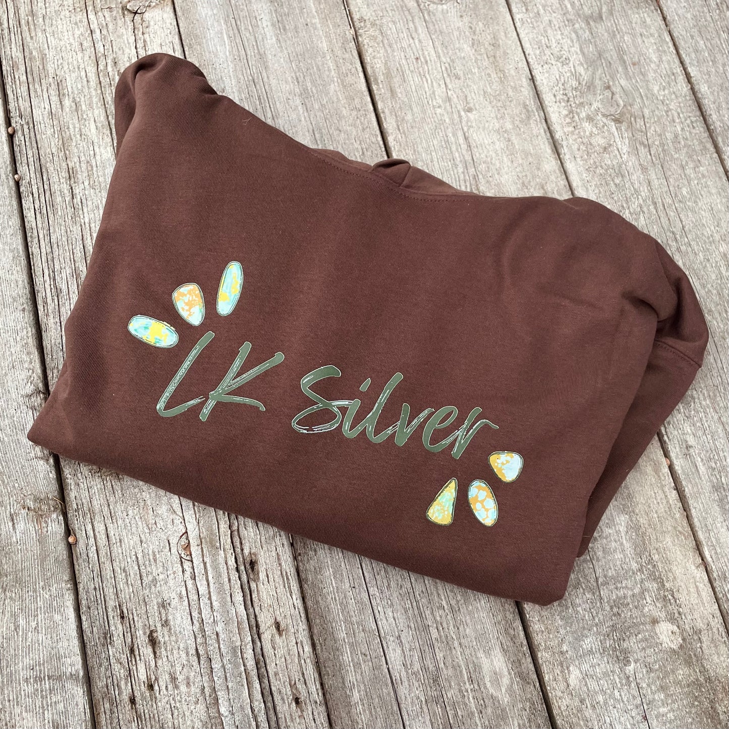 Turquoise Addict Hoodie - Brown
