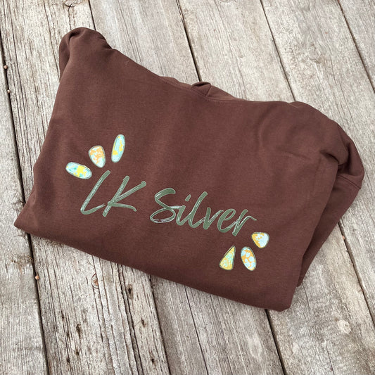 Turquoise Addict Hoodie - Brown