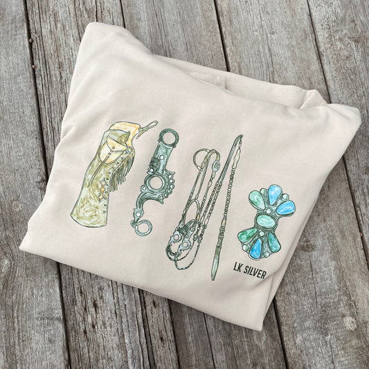 Turquoise Rancher Hoodie - Beige