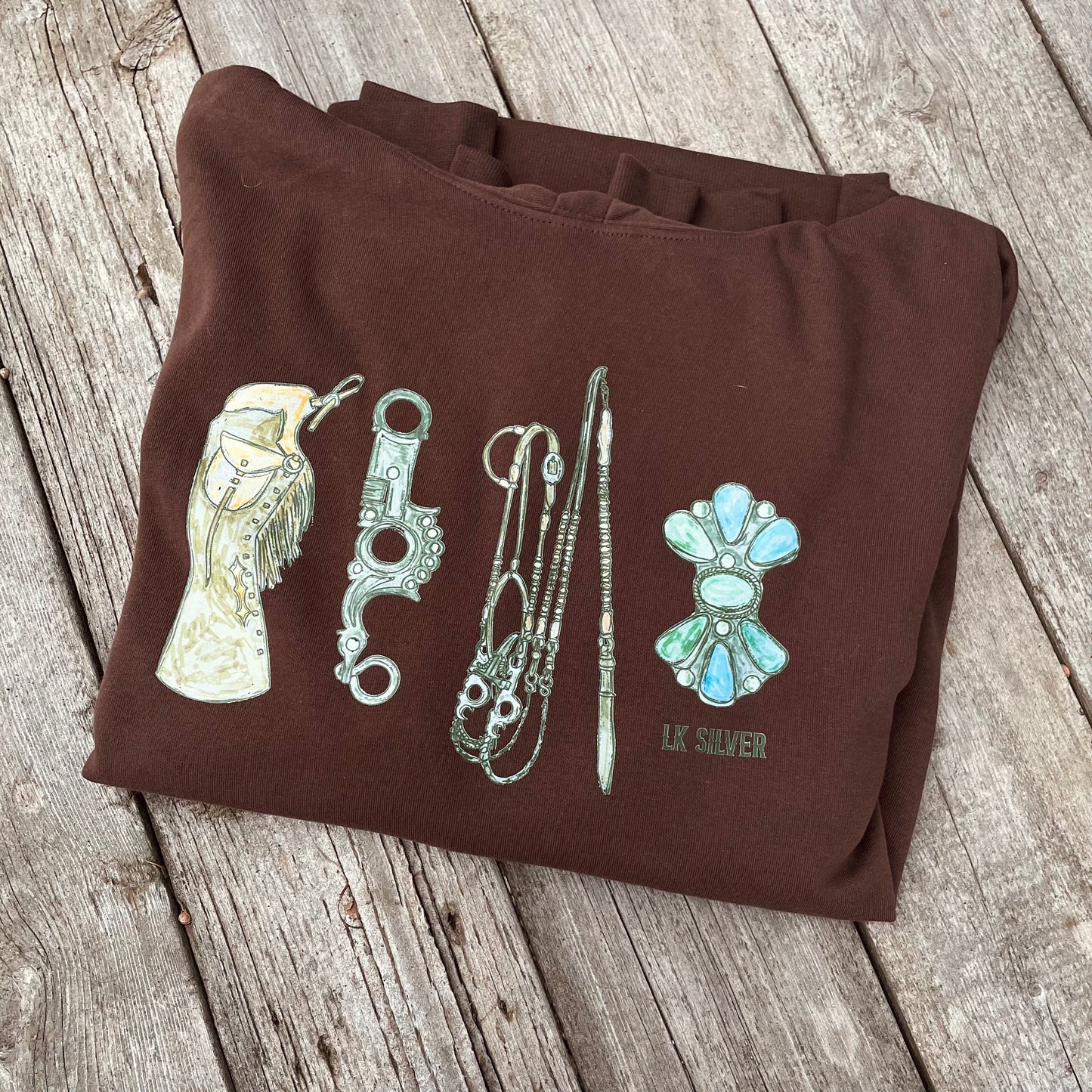 Turquoise Rancher Hoodie - Brown