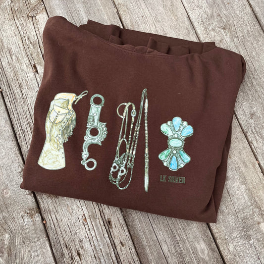 Turquoise Rancher Hoodie - Brown